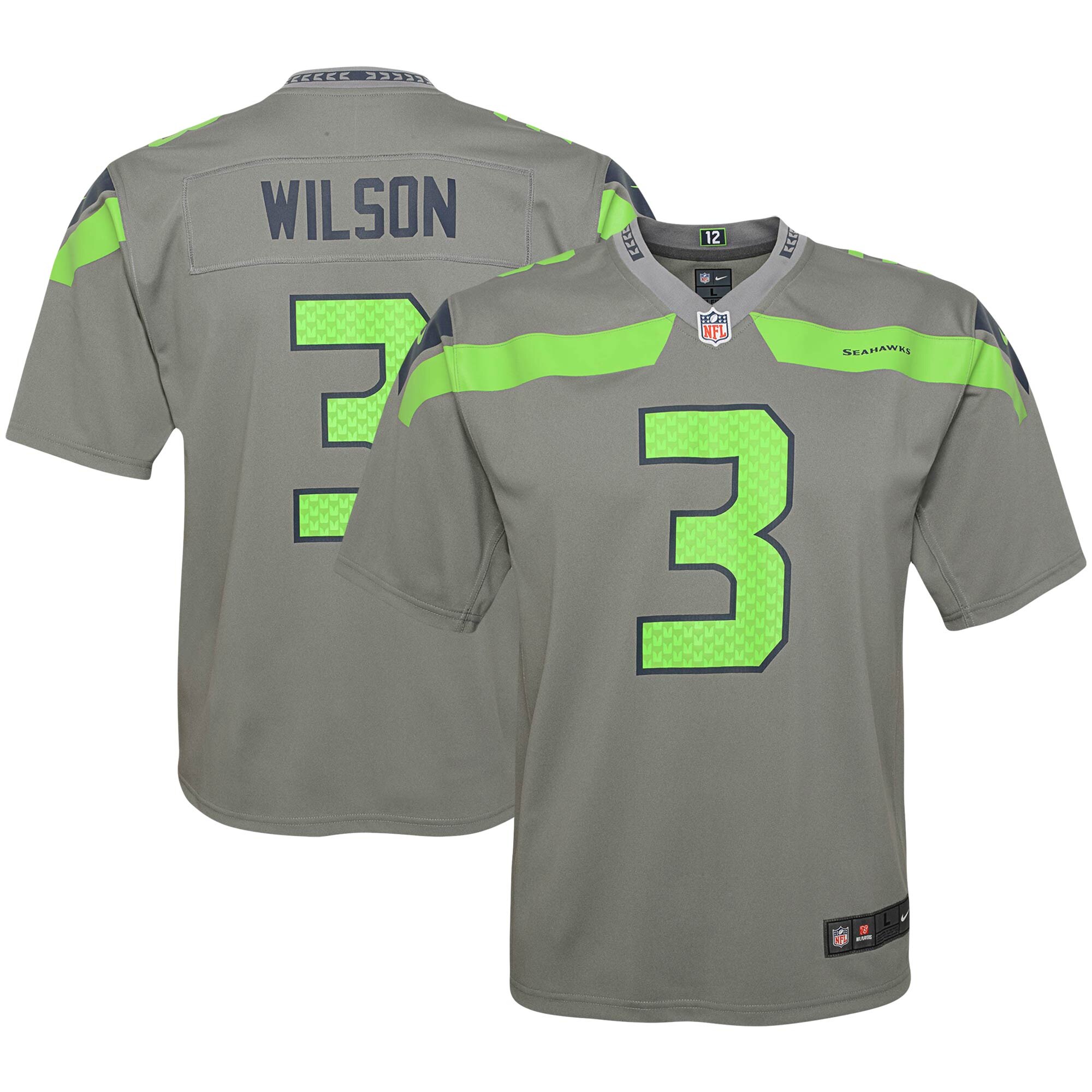 Women Seattle Seahawks #3 Wilson Grey Nike Vapor Untouchable Limited NFL Jersey
